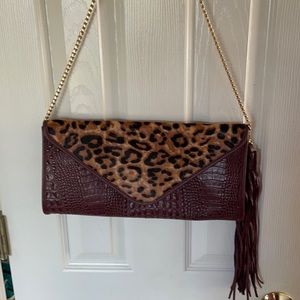 Chi Carlos Falchi leopard print and purple leather